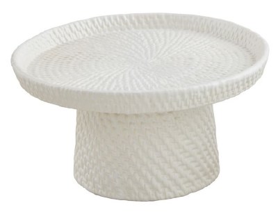 8" Round White Textured Ceramic Footed Tray by Mud Pie