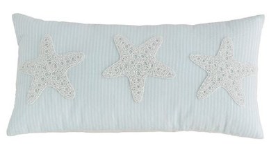 11" x 22" Beaded Starfish Decorative Coastal Pillow by Mud Pie