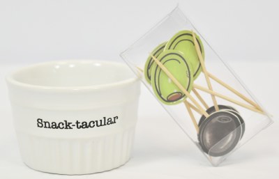 3" White Ceramic "Snack-tacular" Bowl With Picks by Mud Pie