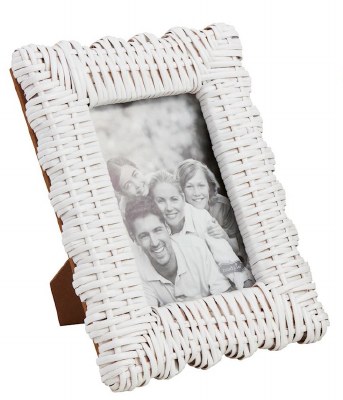 5" x 7" White Wicker Photo Frame by Mud Pie