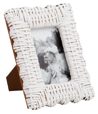 4" x 6" White Wicker Photo Frame by Mud Pie