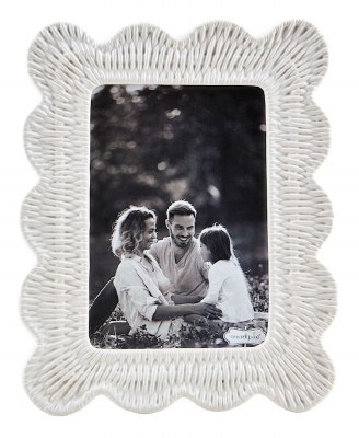 5" x 7" White Textured Ceramic Photo Frame by Mud Pie