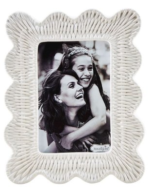 4" x 6" White Textured Ceramic Photo Frame by Mud pie