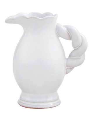 5" White Ceramic Pitcher With a Twist Handle by Mud Pie