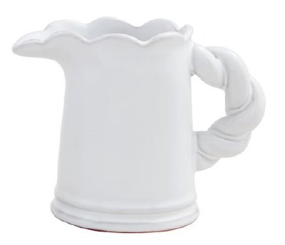 4" White Ceramic Pitcher With a Twist Handle by Mud Pie