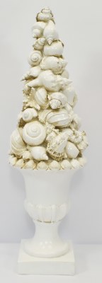 24" White Polyresin Seashell Topiary