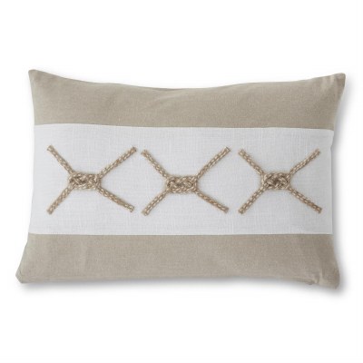 12" x 18" Tan and Cream Nautical Jute Knot Decorative Coastal Pillow