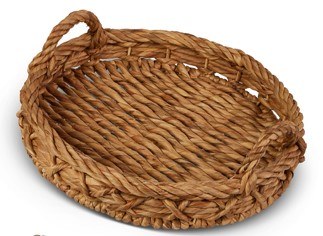 17" Round Brown Wicker Tray