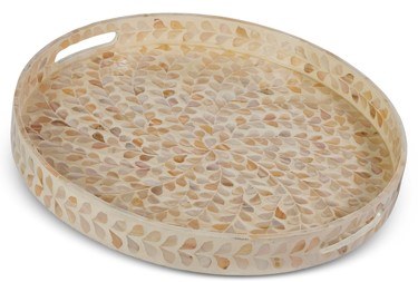 18" Round Two Toned Capiz Shell Tray