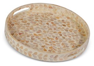 14" Round Two Toned Capiz Shell Tray