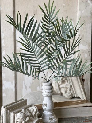 24" Faux Frosted Green Areca Palm Bush