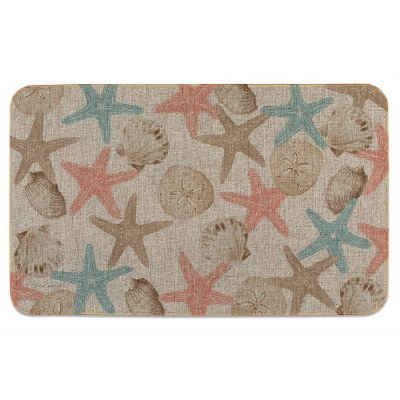 18" x 29" Beige Starfish and Seashells Coastal Doormat