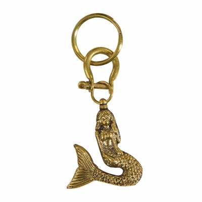 4" Distressed Bronze Mermaid Key Fob Chain