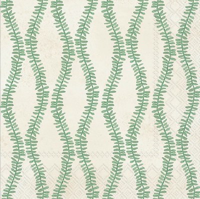 5" Square Green Leaf and Stem Beverage Napkins