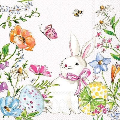 5" Square Easter Bunny Beverage Napkins