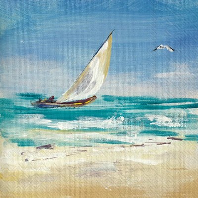 5" Square Sailboat at the Beach Beverage Napkins