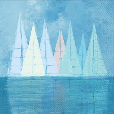 5" Square Multipastel Sailboats Beverage Napkins