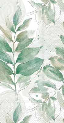 8" x 4.5" Green Soft Leaves Guest Towels