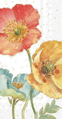 8" x 4.5" Multicolor Poppies Guest Towels