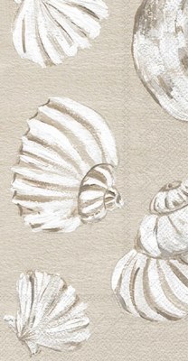 8" x 4.5" Distressed White and Taupe Seashells Guest Towels