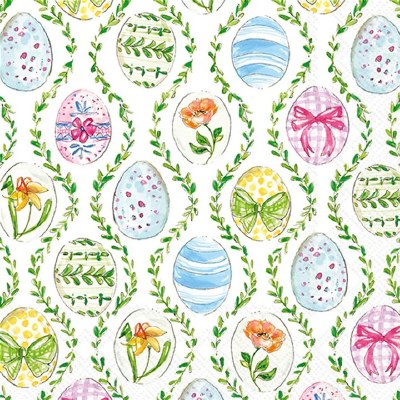 6.5" Square Easter Eggs in Vines Lunch Napkins