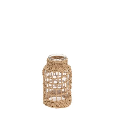 8" Clear Glass Vase With a Natural Net