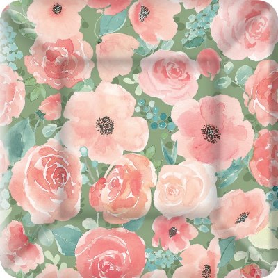 Pack of Eight 7" Sq Blooming Delight Paperr Plates