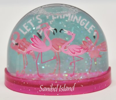 2" Sanibel Island "Lets Flamingle" Flamingo Snow Globe