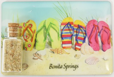 Bonita Springs Flip Flops and Sand Jar Magnet