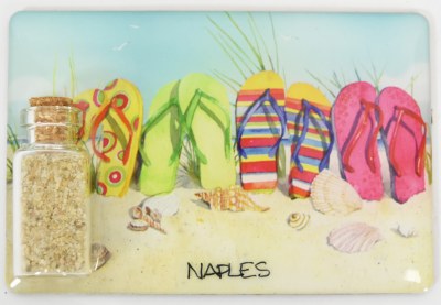 Naples Flip Flops and Sand Jar Magnet