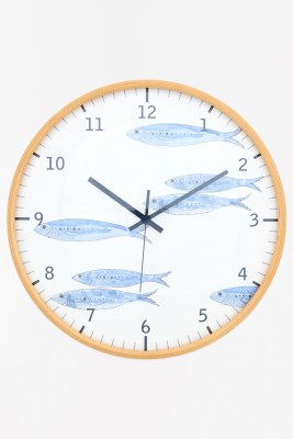 14" Round Blue Fish Wall Clock