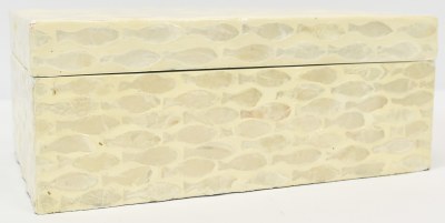 6" x 10" White Fish Capiz Decorative Coastal Box