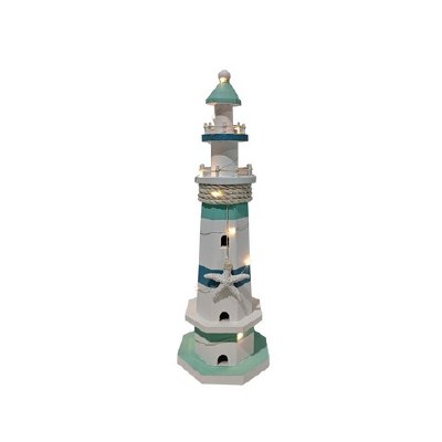 15" LED White, Blue, and Green Lighthouse Statue