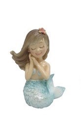 5" Multipastel Polyresin Girl Mermaid Sitting Figurine