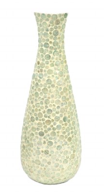 27" Blue Bottle Capiz Vase
