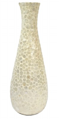 27" White Bottle Capiz Vase