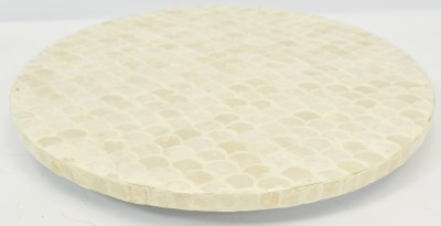 16" Round White Capiz Lazy Susan