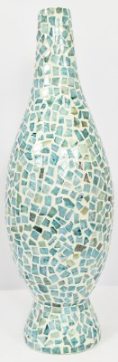 27" White and Green Capiz Vase