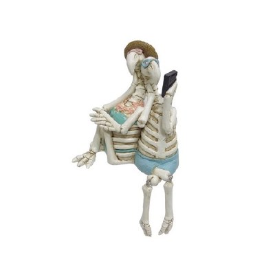 9" Polyresin Multipastel Flamingo Skeleton Couple Figurine