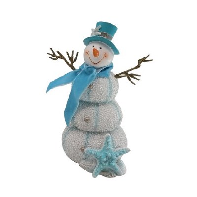 9" Blue and White Polyresin Sea Urchin Snowman Figurine