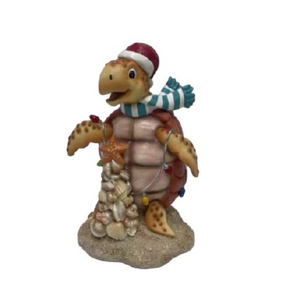 8" Polyresin Christmas Sea Turtle Making a Shell Tree Statue
