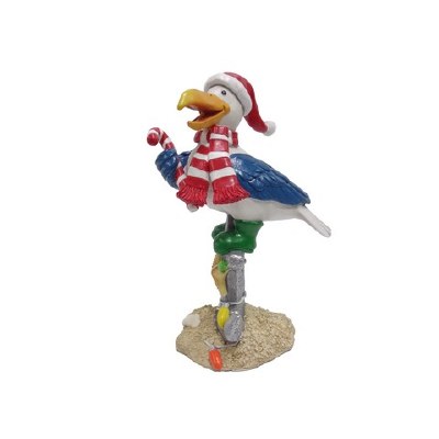 10" Polyresin Christmas Pelican on an Anchor Statue