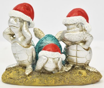 4" Polyresin Christmas Sea Turtle Trio Statue