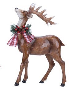 10" Brown Polyresin Reindeer Standing Statue