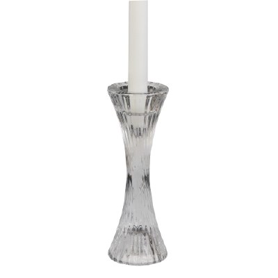 8" Clear Ribbed Glass Taper Candle Holder