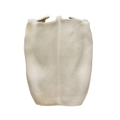 15" Cream Free Form Ceramic Vase
