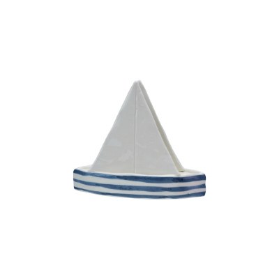 5" Blue and White Ceramic Sailboat Napkin Holder