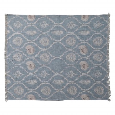 50" x 60" Blue and Natural Seashells Throw Blanket