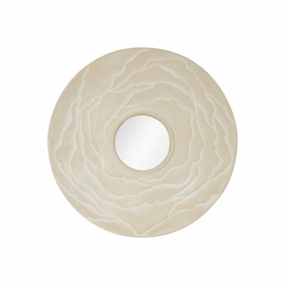 35" Round Beige Wavy Mirror