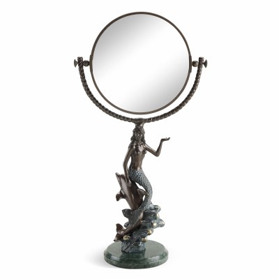 18" Mermaid Sitting on a Dolphin Mirror